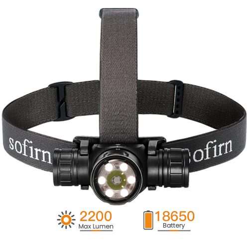 SOFIRN HS21 lanternă frontală cu încărcare, 2200 lumeni, 4 tipuri de LED-uri